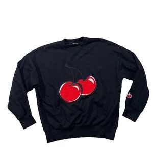 Kirsh Black Sweatshirt with Red Cherry Design